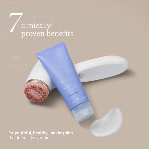 LumiSpa iO Gerät mit 7 Hautvorteilen