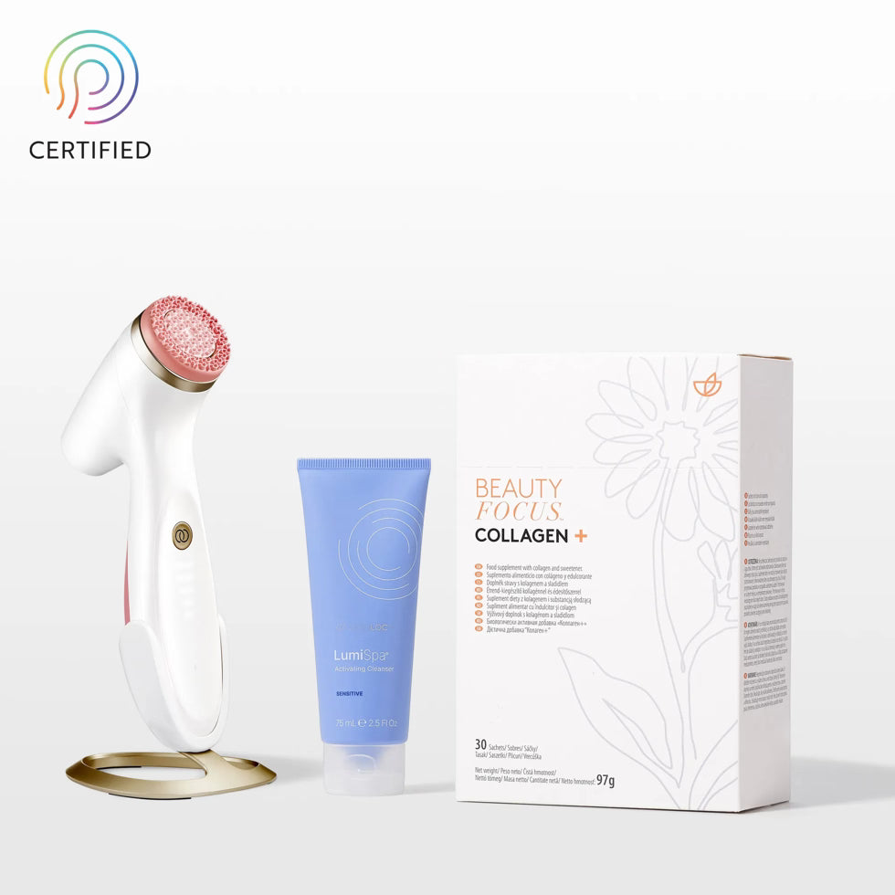 Juntos somos más fuertes: Collagen+ y ageLOC LumiSpa iO Sistema Rose Gold: para 5 tipos de piel
